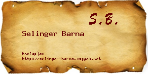 Selinger Barna névjegykártya